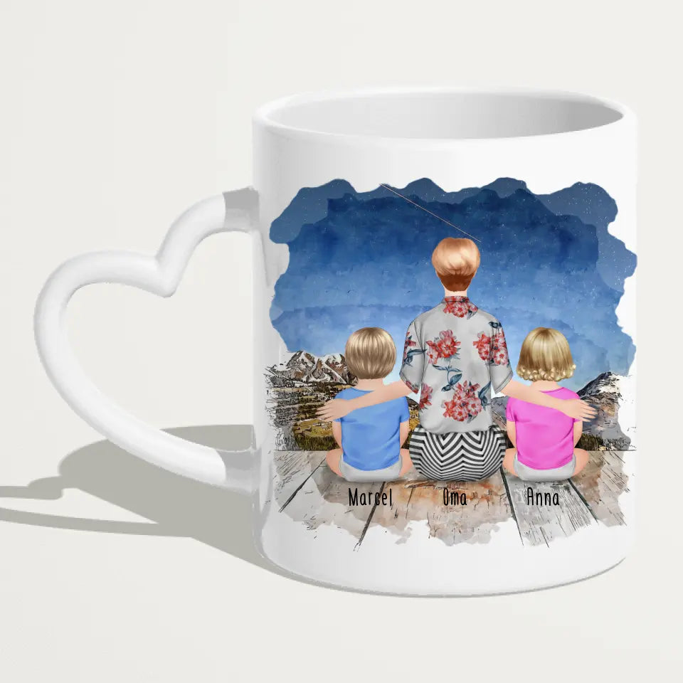 Personalisierte Tasse für Oma (2 Babys + 1 Oma)