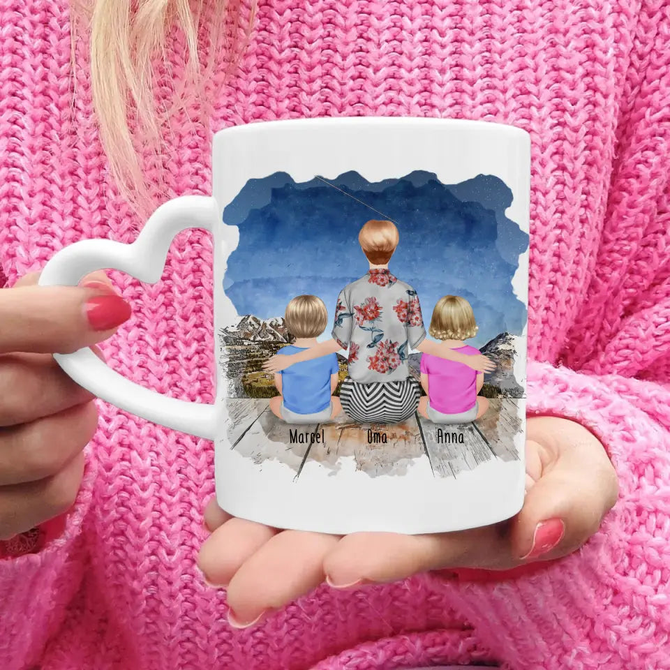 Personalisierte Tasse für Oma (2 Babys + 1 Oma)