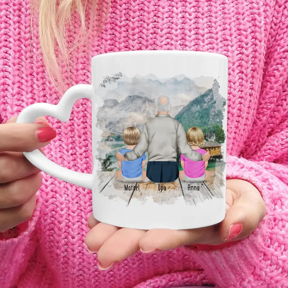 Personalisierte Tasse für Opa (2 Babys + 1 Opa)