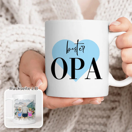 Personalisierte Tasse für Opa (2 Babys + 1 Opa)