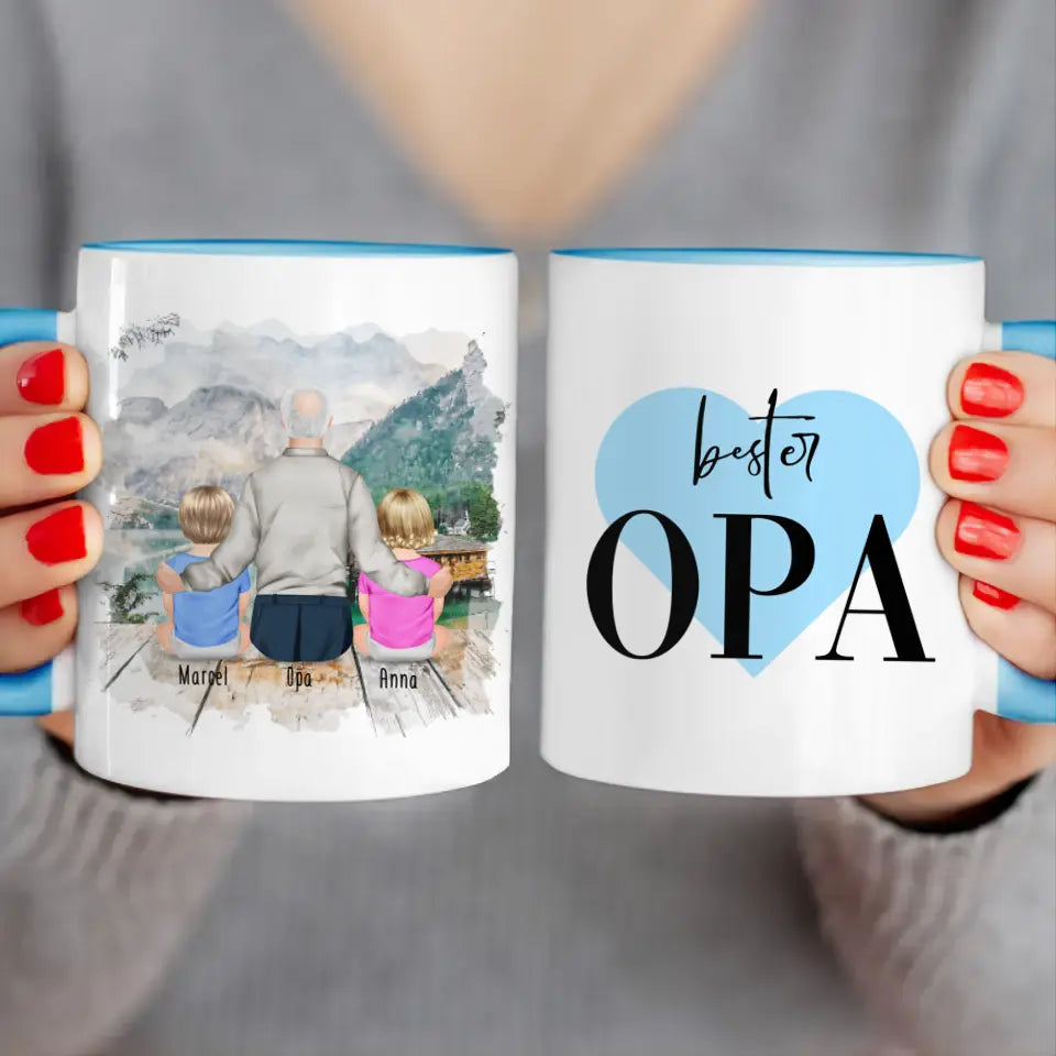 Personalisierte Tasse für Opa (2 Babys + 1 Opa)