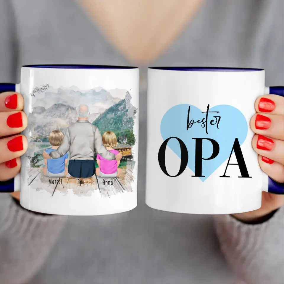 Personalisierte Tasse für Opa (2 Babys + 1 Opa)