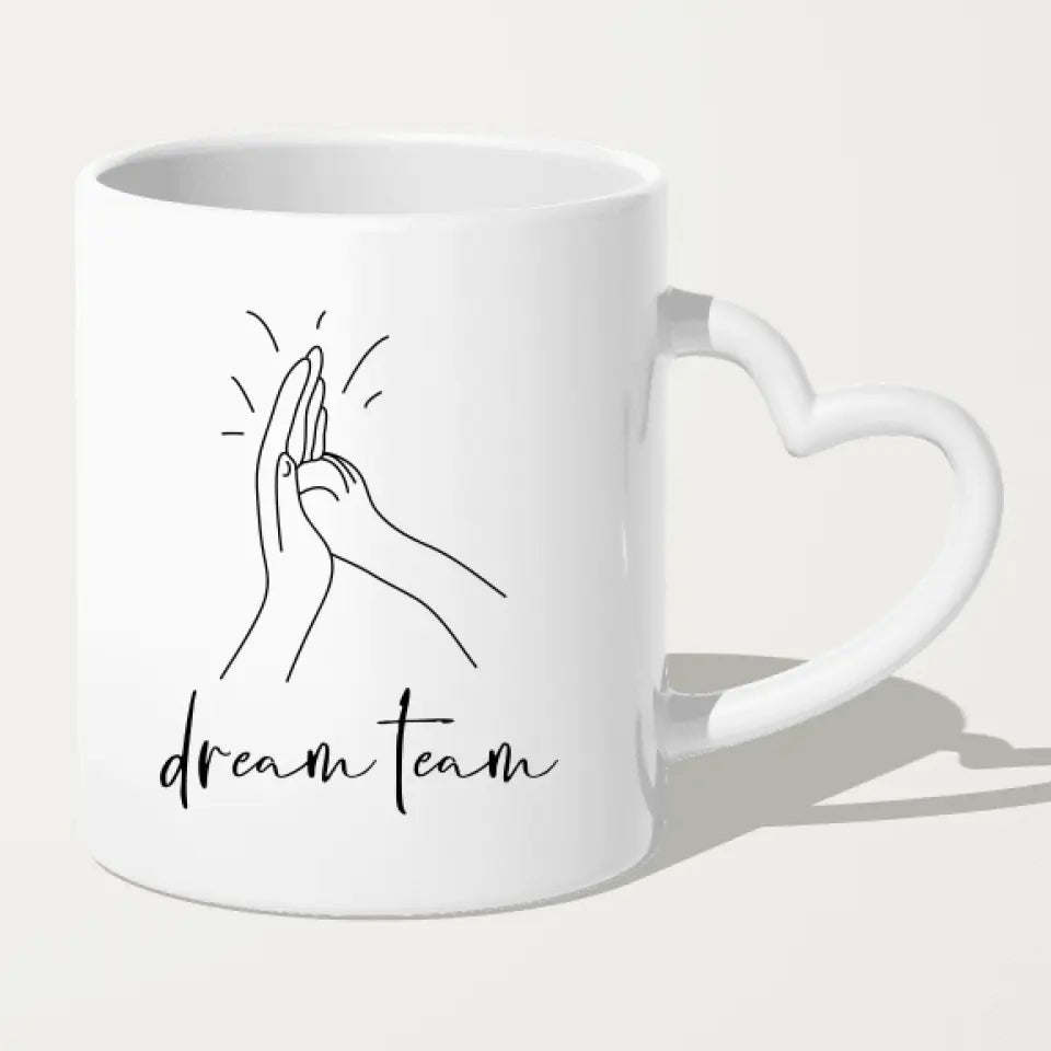 Personalisierte Tasse mit Hund und Frauen (1 Hund + 2 Frauen)