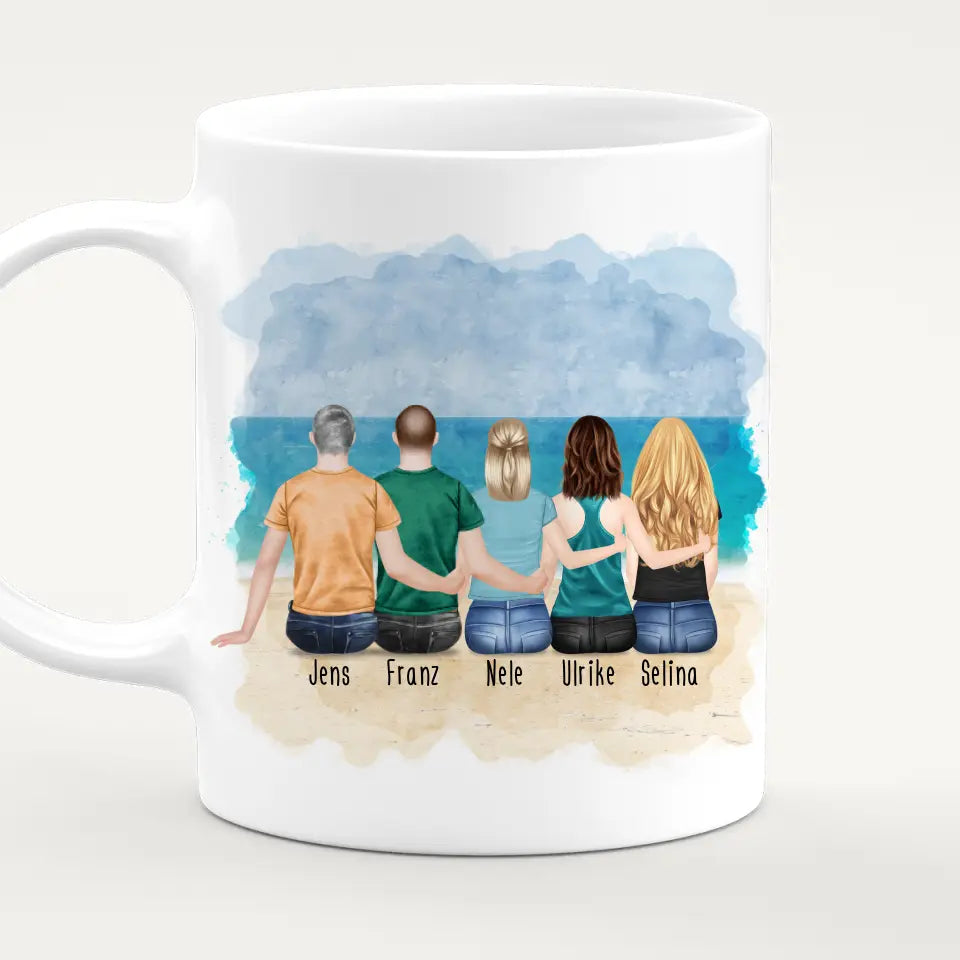 Personalisierte Tasse - Beste Freunde (3 Frauen + 2 Männer)