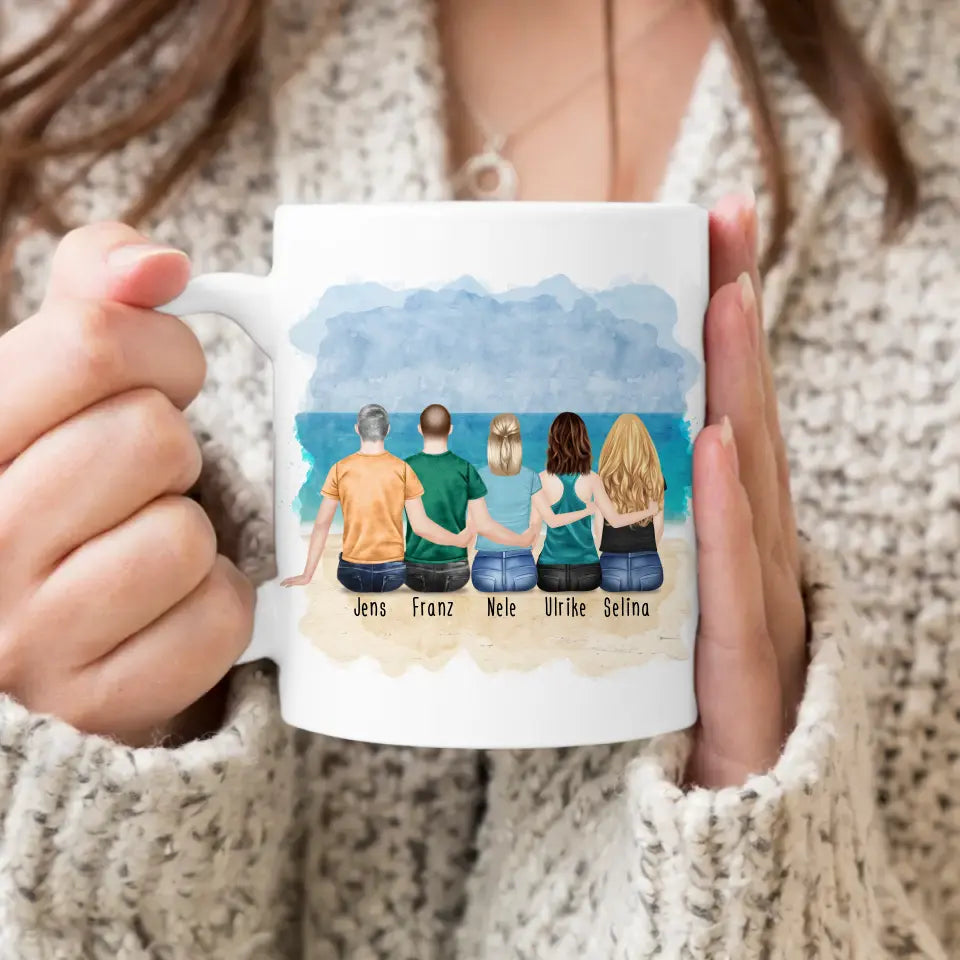 Personalisierte Tasse - Beste Freunde (3 Frauen + 2 Männer)