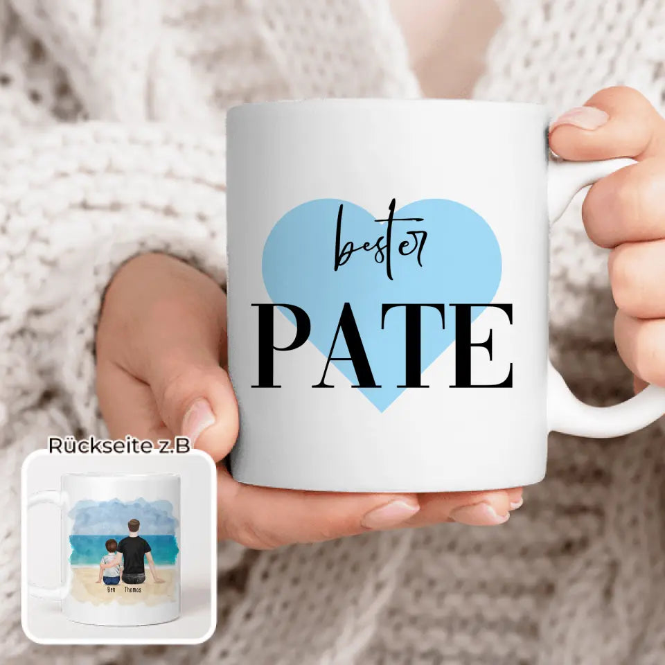 Personalisierte Tasse - Bester Pate (1 Kind + 1 Mann)