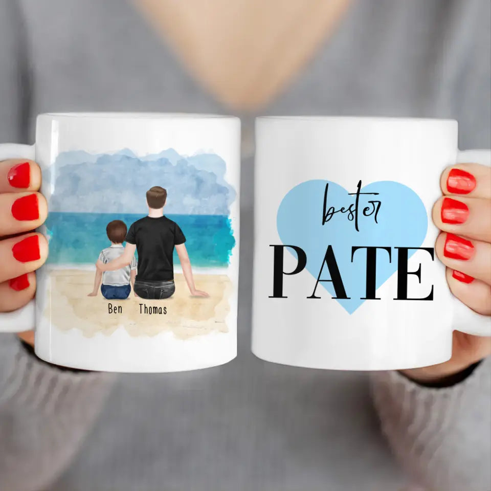 Personalisierte Tasse - Bester Pate (1 Kind + 1 Mann)