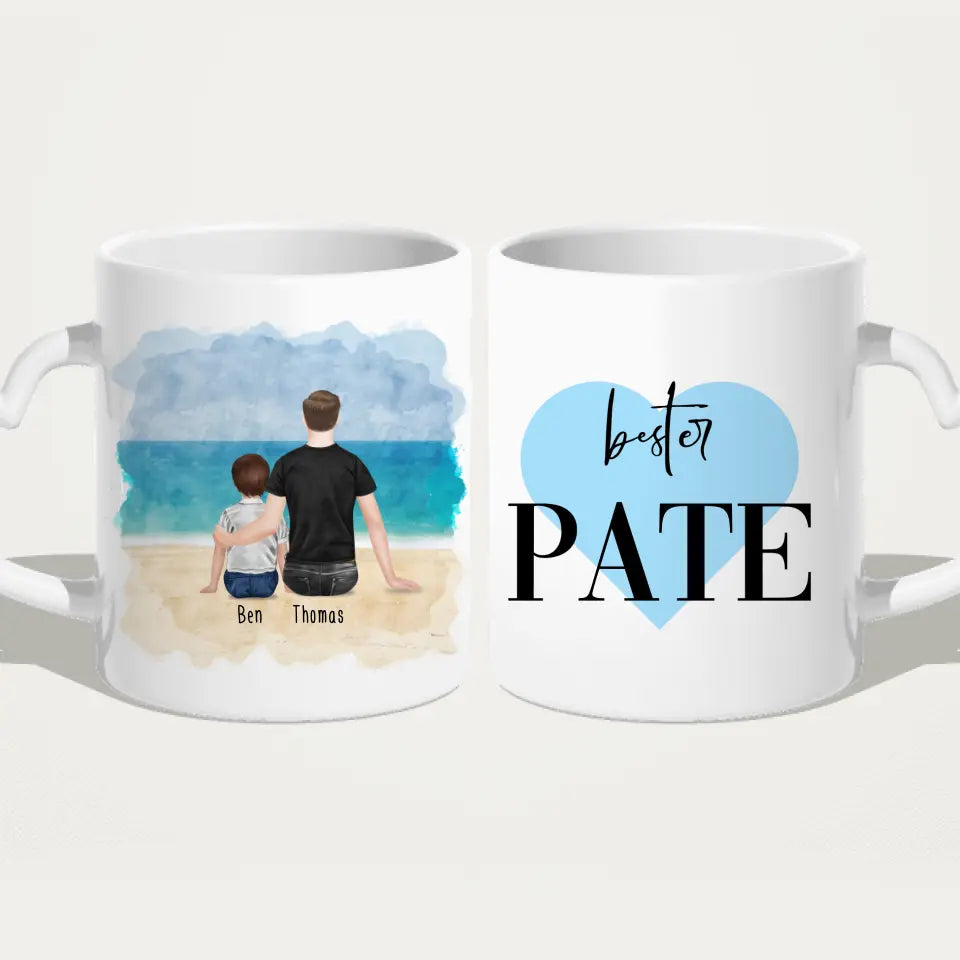 Personalisierte Tasse - Bester Pate (1 Kind + 1 Mann)