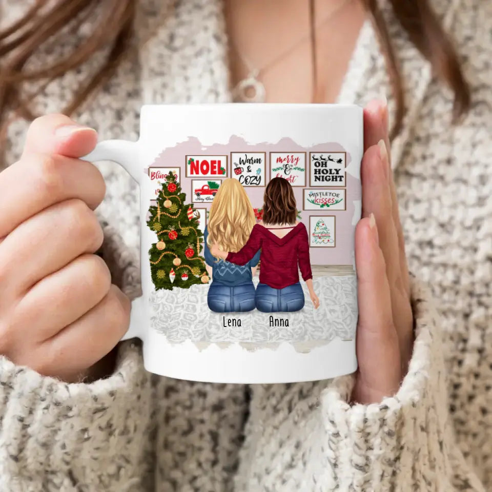 Personalisierte Tasse für Beste Freundinnen (2 Freundinnen) - Weihnachtstasse