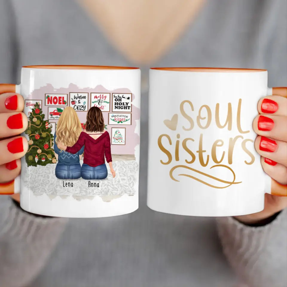 Personalisierte Tasse für Beste Freundinnen (2 Freundinnen) - Weihnachtstasse