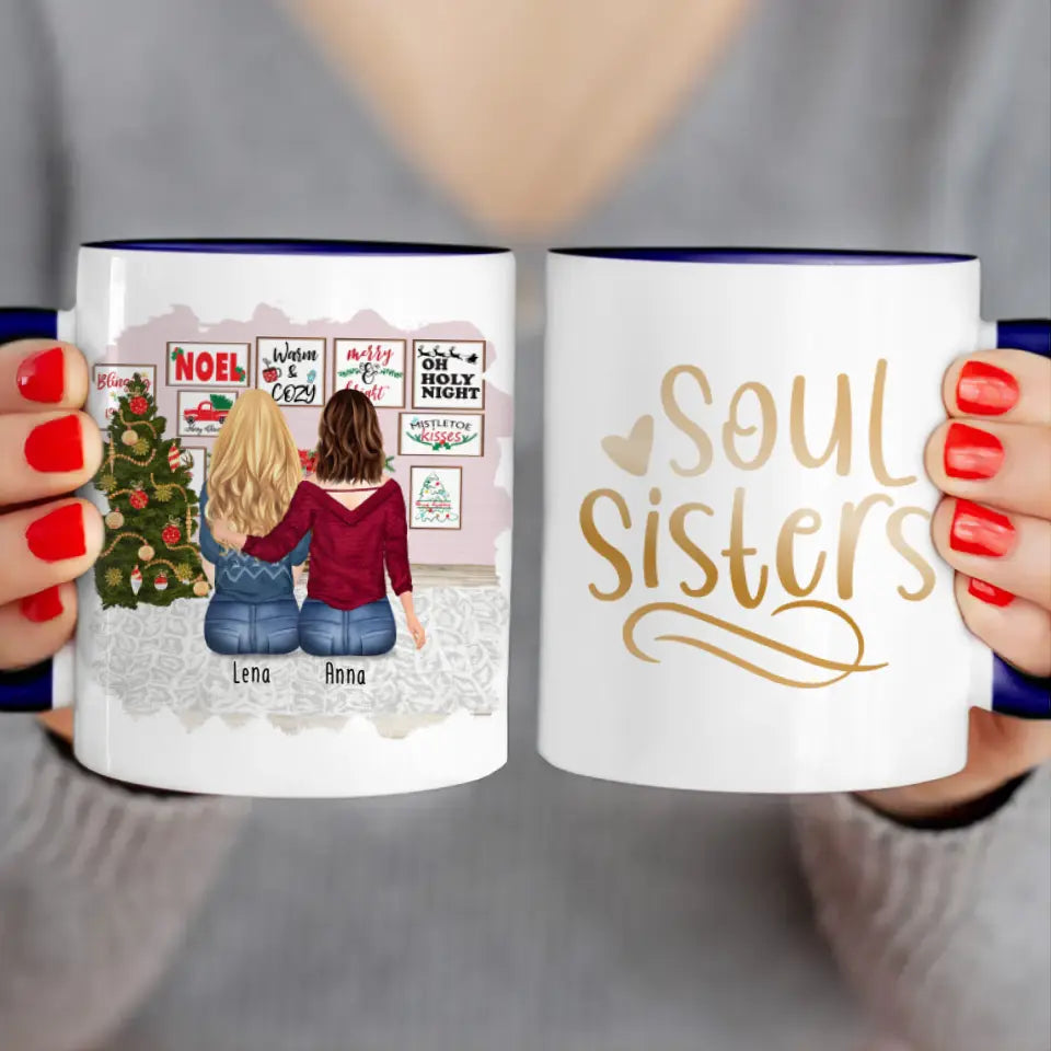 Personalisierte Tasse für Beste Freundinnen (2 Freundinnen) - Weihnachtstasse