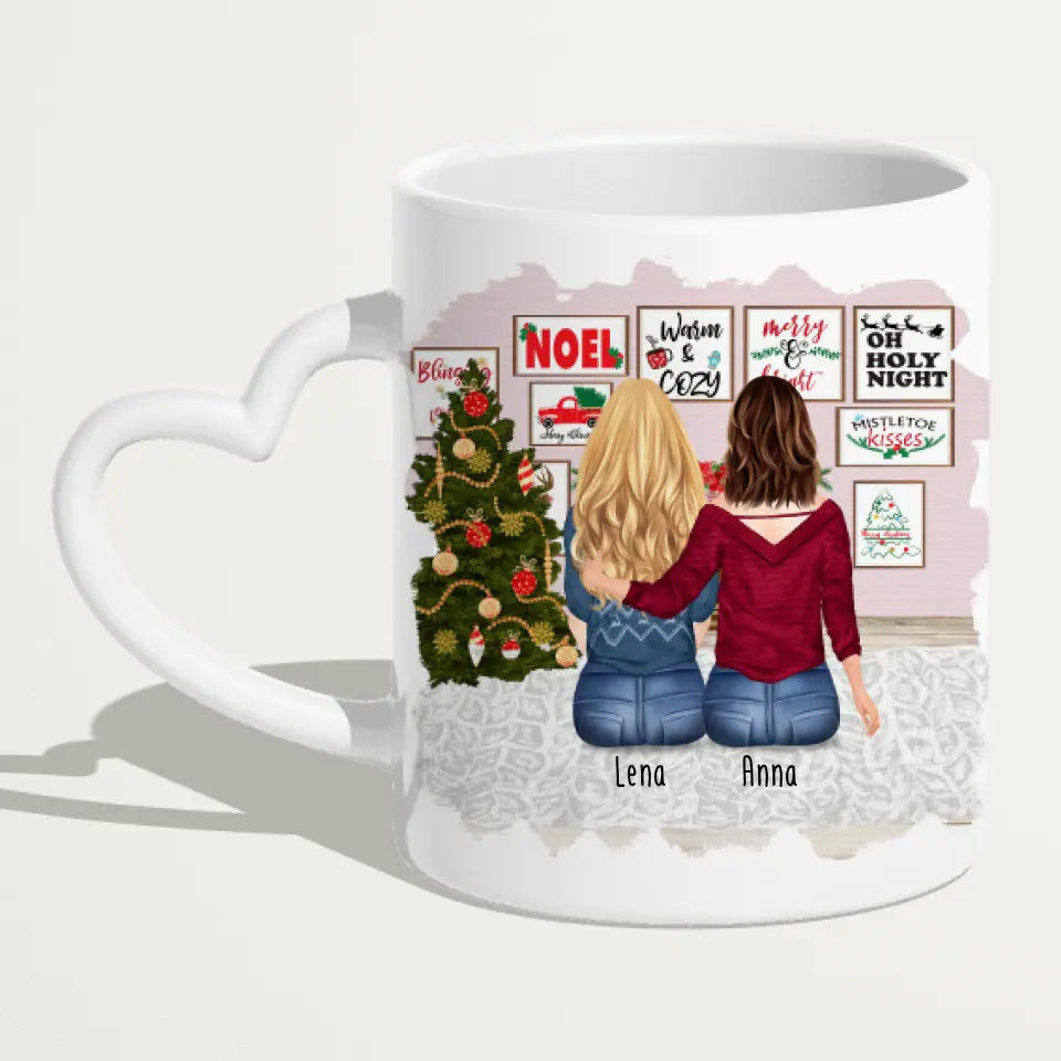 Personalisierte Tasse für Beste Freundinnen (2 Freundinnen) - Weihnachtstasse