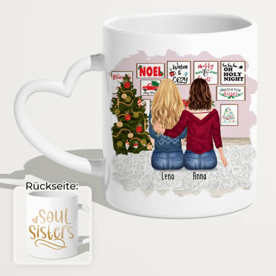 Personalisierte Tasse für Beste Freundinnen (2 Freundinnen) - Weihnachtstasse