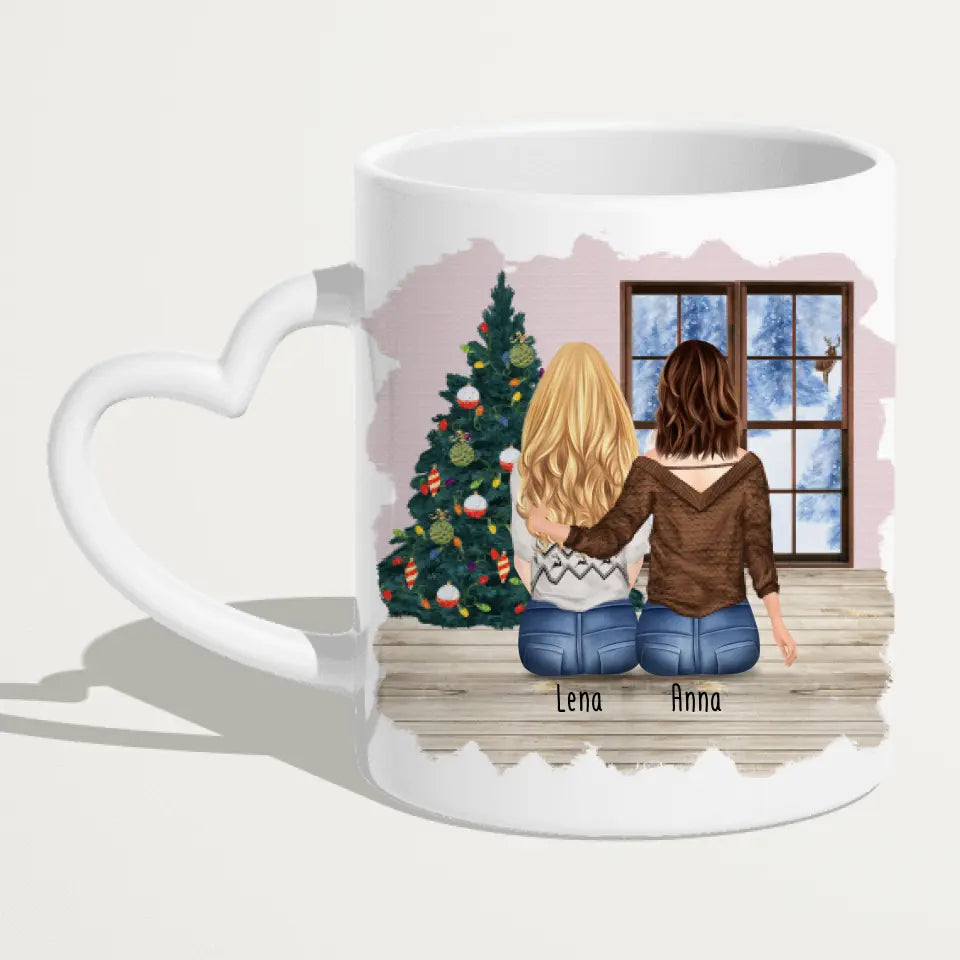 Personalisierte Tasse für Schwestern (2 Schwestern) - Weihnachtstasse