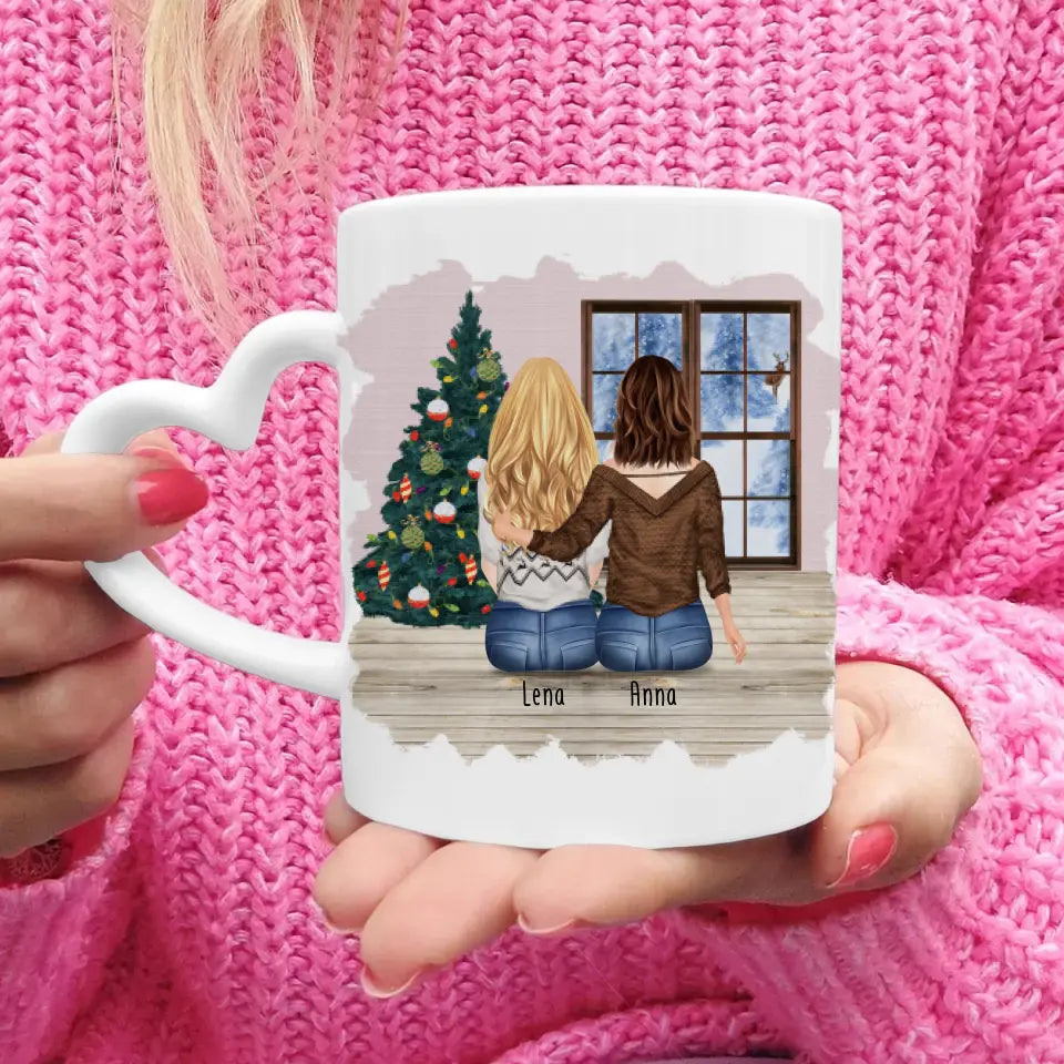 Personalisierte Tasse für Schwestern (2 Schwestern) - Weihnachtstasse