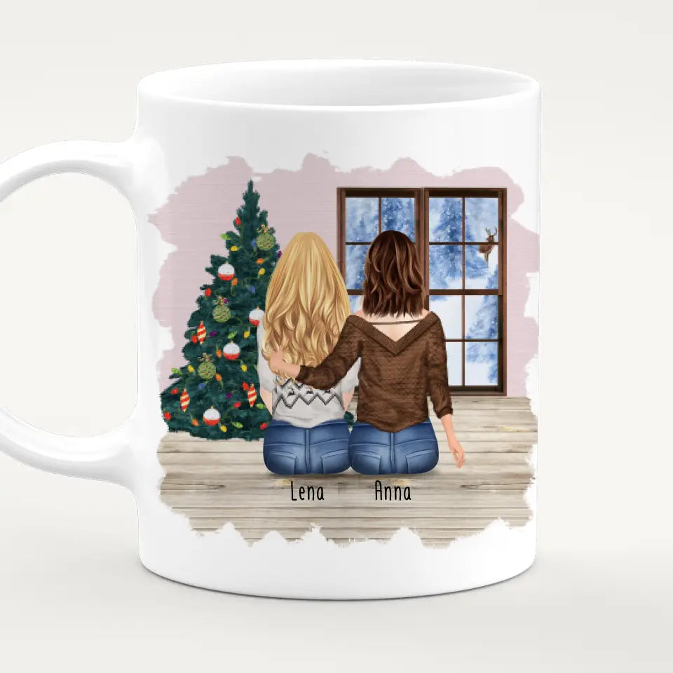 Personalisierte Tasse für Schwestern (2 Schwestern) - Weihnachtstasse