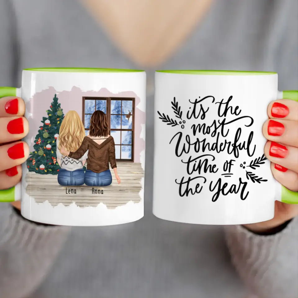 Personalisierte Tasse für Schwestern (2 Schwestern) - Weihnachtstasse