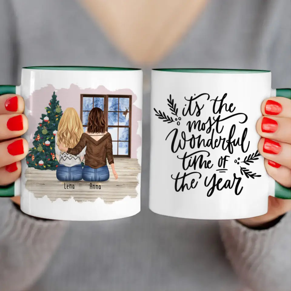 Personalisierte Tasse für Schwestern (2 Schwestern) - Weihnachtstasse