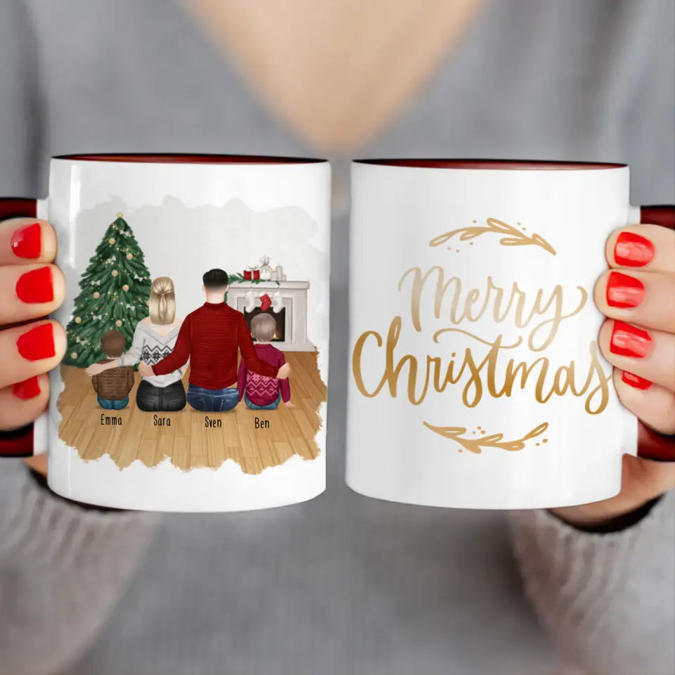 Personalisierte Tasse mit Familie (2 Kinder/Babys) - Weihnachtstasse