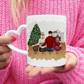 Personalisierte Tasse mit Familie (2 Kinder/Babys) - Weihnachtstasse