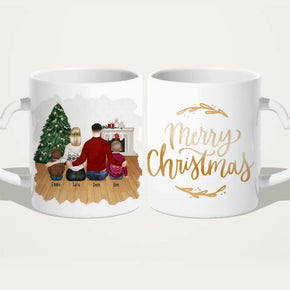 Personalisierte Tasse mit Familie (2 Kinder/Babys) - Weihnachtstasse