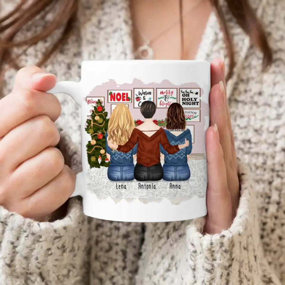 Personalisierte Tasse für Beste Freundinnen (3 Freundinnen) - Weihnachtstasse