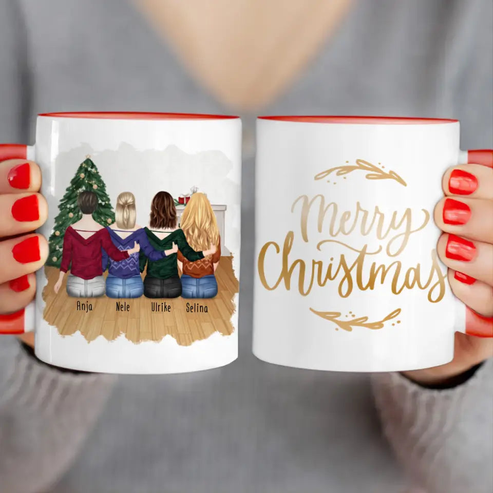 Personalisierte Tasse für Beste Freundinnen (4 Freundinnen) - Weihnachtstasse