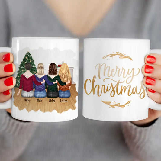 Personalisierte Tasse für Beste Freundinnen (4 Freundinnen) - Weihnachtstasse