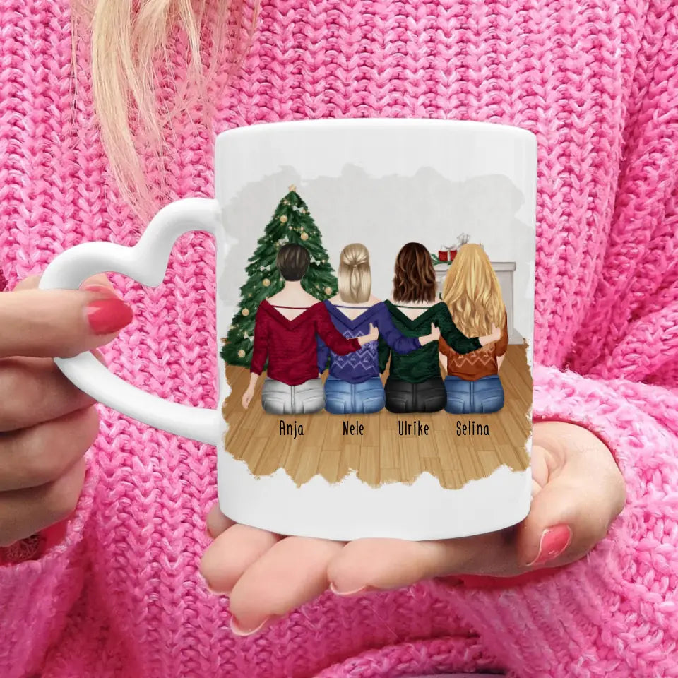 Personalisierte Tasse für Beste Freundinnen (4 Freundinnen) - Weihnachtstasse