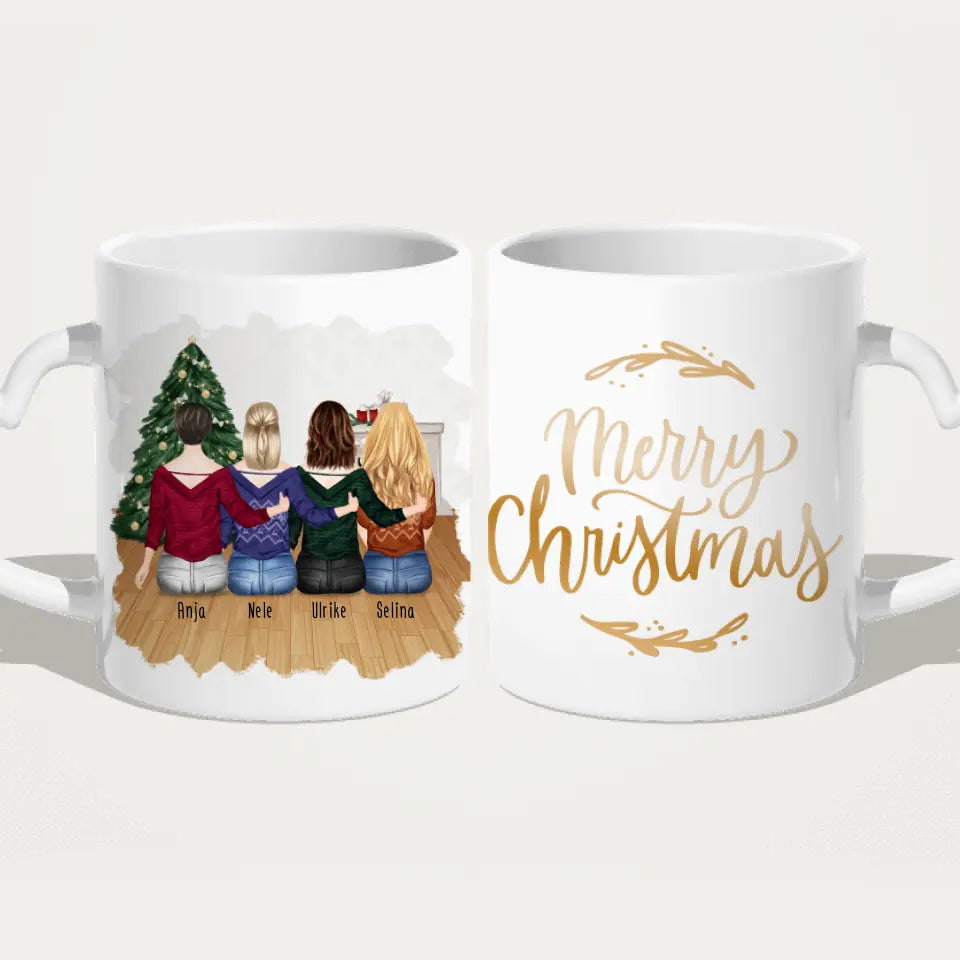 Personalisierte Tasse für Beste Schwestern (4 Schwestern) - Weihnachtstasse