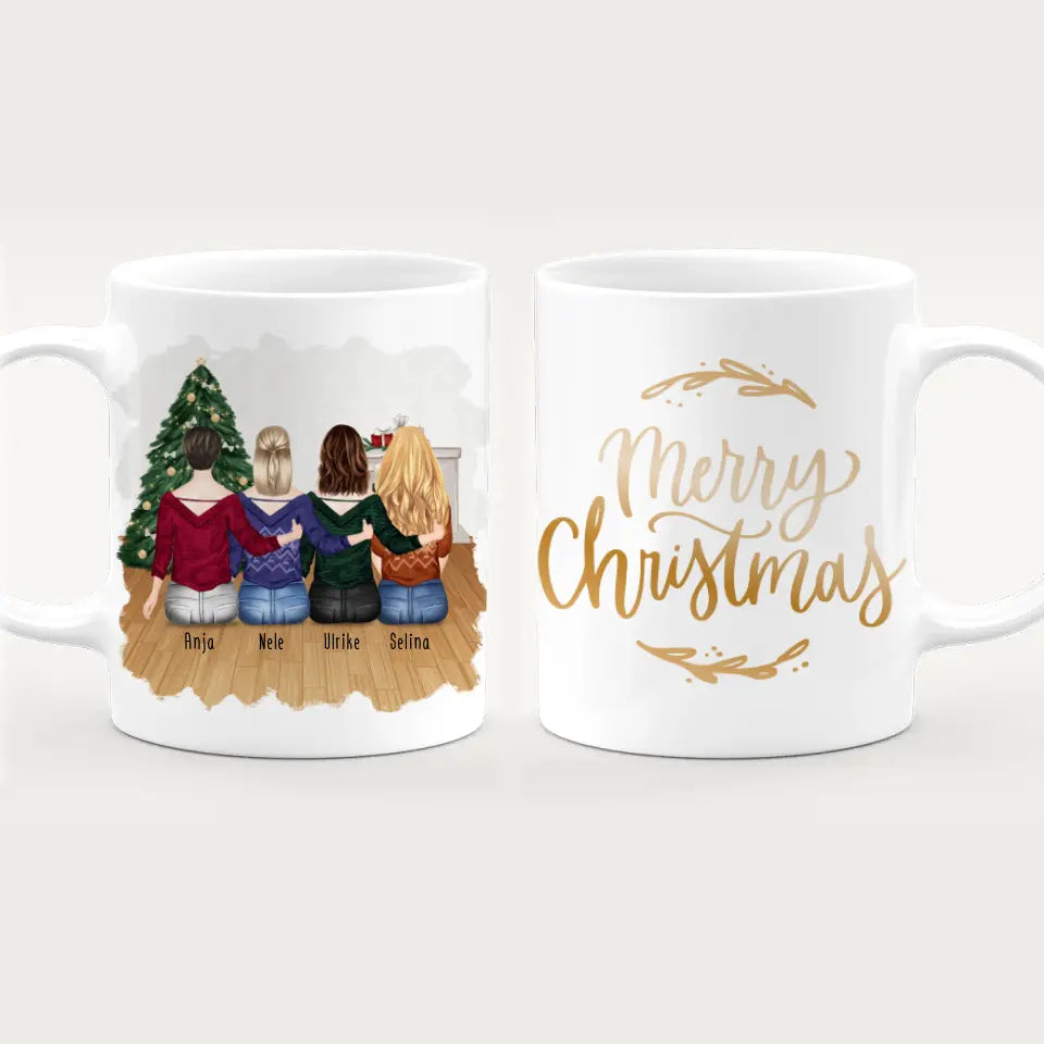 Personalisierte Tasse für Beste Schwestern (4 Schwestern) - Weihnachtstasse