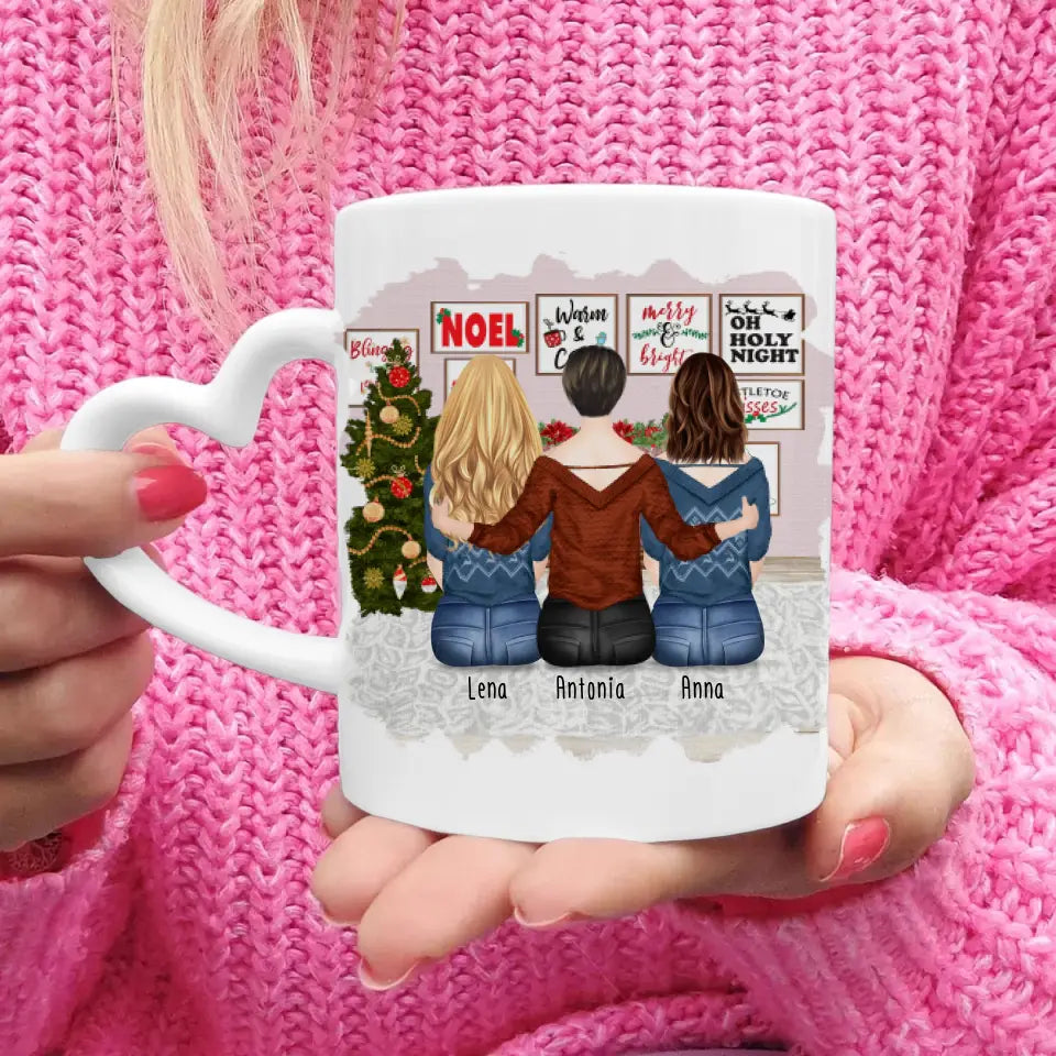 Personalisierte Tasse für Schwestern (3 Schwestern) - Weihnachtstasse