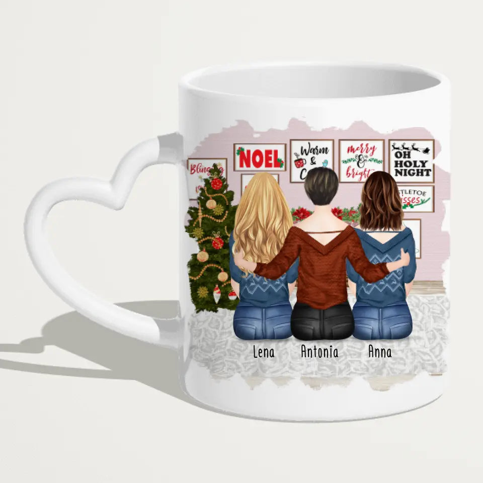 Personalisierte Tasse für Schwestern (3 Schwestern) - Weihnachtstasse