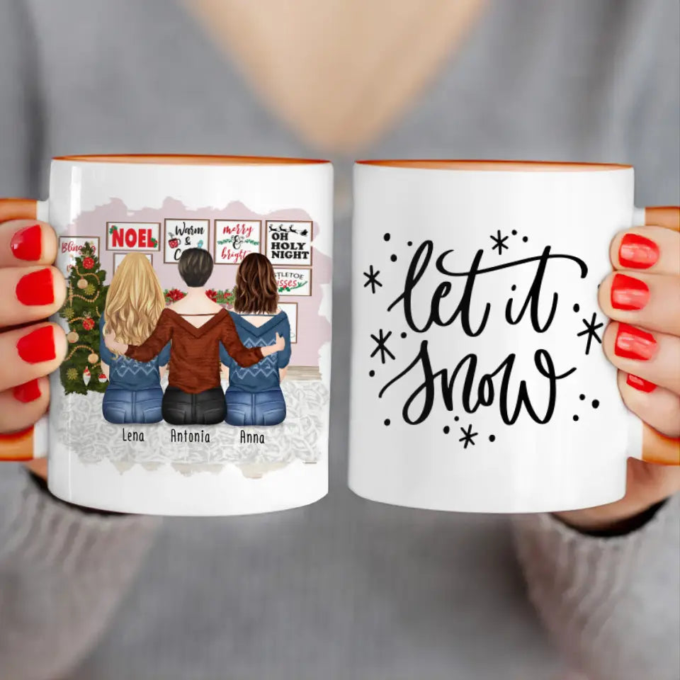 Personalisierte Tasse für Schwestern (3 Schwestern) - Weihnachtstasse