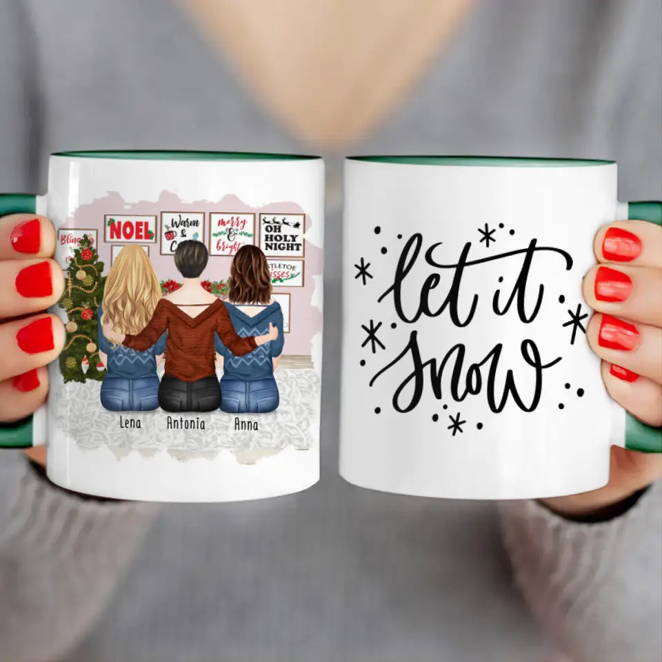 Personalisierte Tasse für Schwestern (3 Schwestern) - Weihnachtstasse