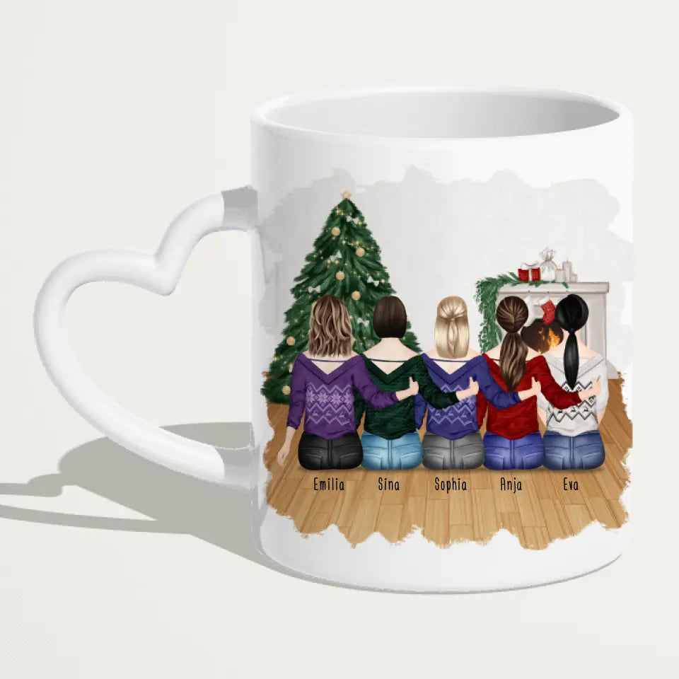 Personalisierte Tasse für Beste Schwestern (5 Schwestern) - Weihnachtstasse