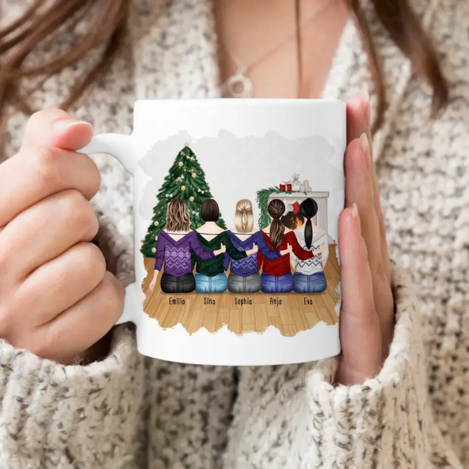 Personalisierte Tasse für Beste Schwestern (5 Schwestern) - Weihnachtstasse