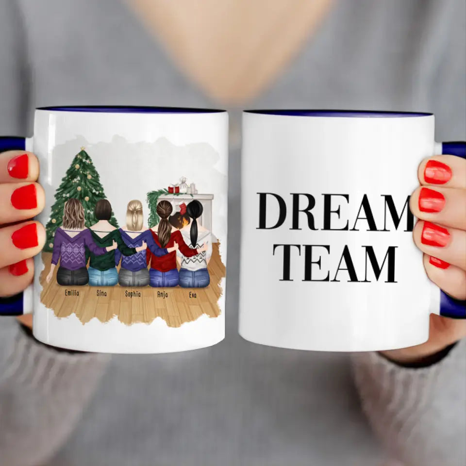 Personalisierte Tasse für Beste Freundinnen (5 Freundinnen) - Weihnachtstasse