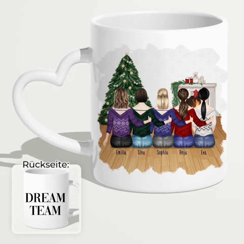 Personalisierte Tasse für Beste Freundinnen (5 Freundinnen) - Weihnachtstasse