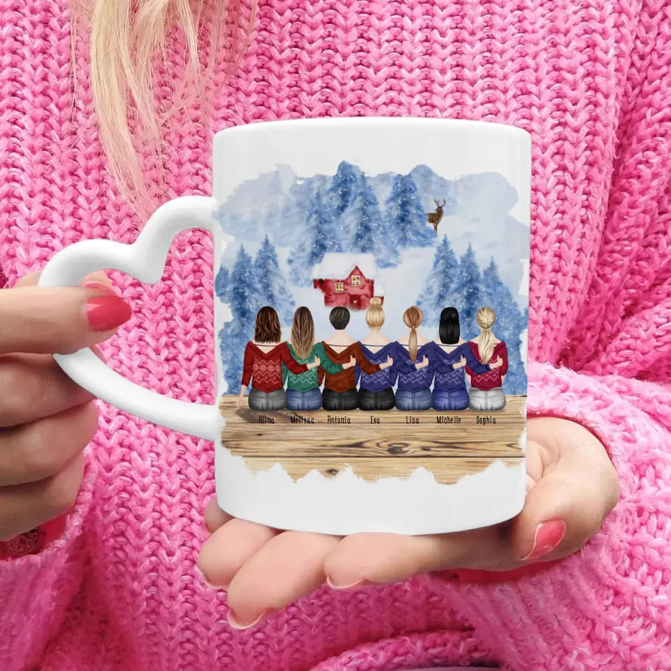 Personalisierte Tasse für Beste Freundinnen (7 Freundinnen) - Weihnachtstasse