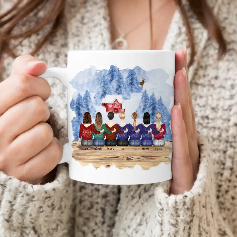 Personalisierte Tasse für Beste Freundinnen (7 Freundinnen) - Weihnachtstasse