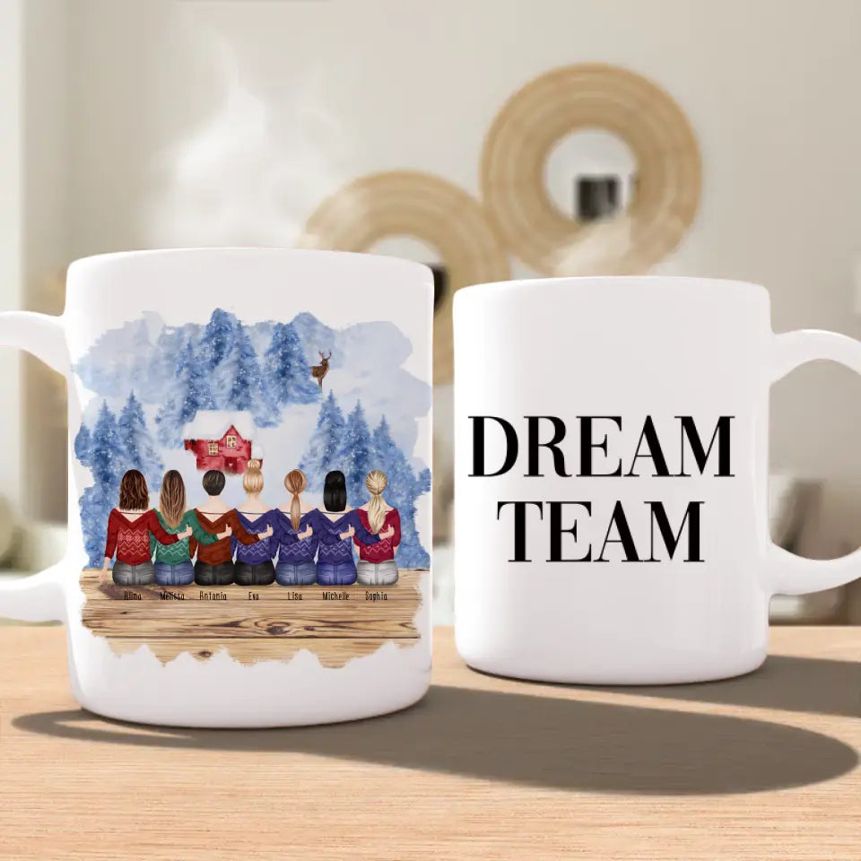 Personalisierte Tasse für Beste Freundinnen (7 Freundinnen) - Weihnachtstasse