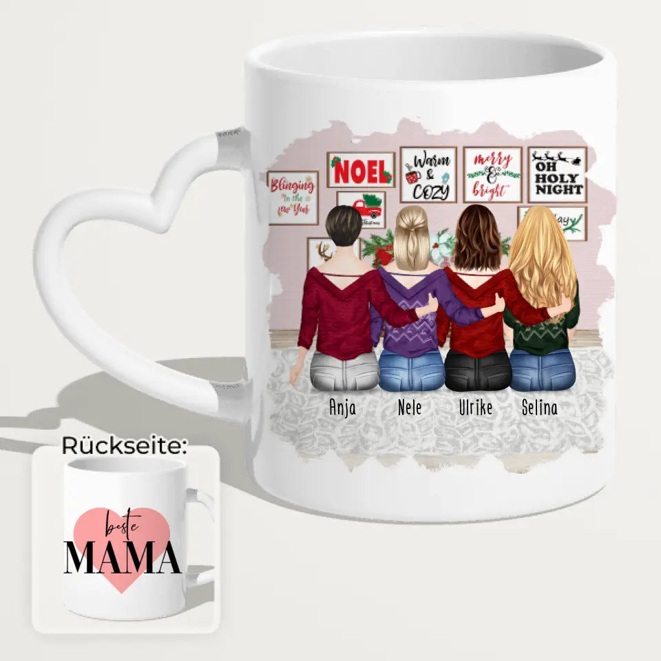 Personalisierte Tasse mit Mutter/Tochter (3 Töchter) - Weihnachtstasse