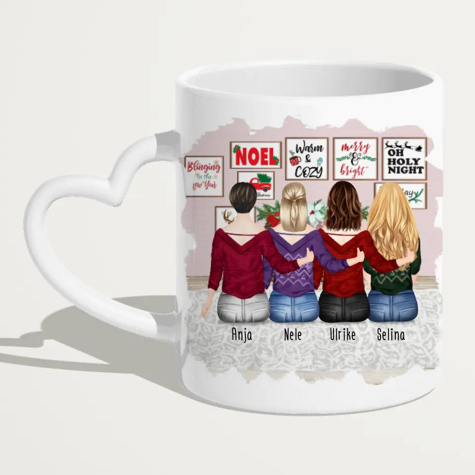 Personalisierte Tasse mit Mutter/Tochter (3 Töchter) - Weihnachtstasse