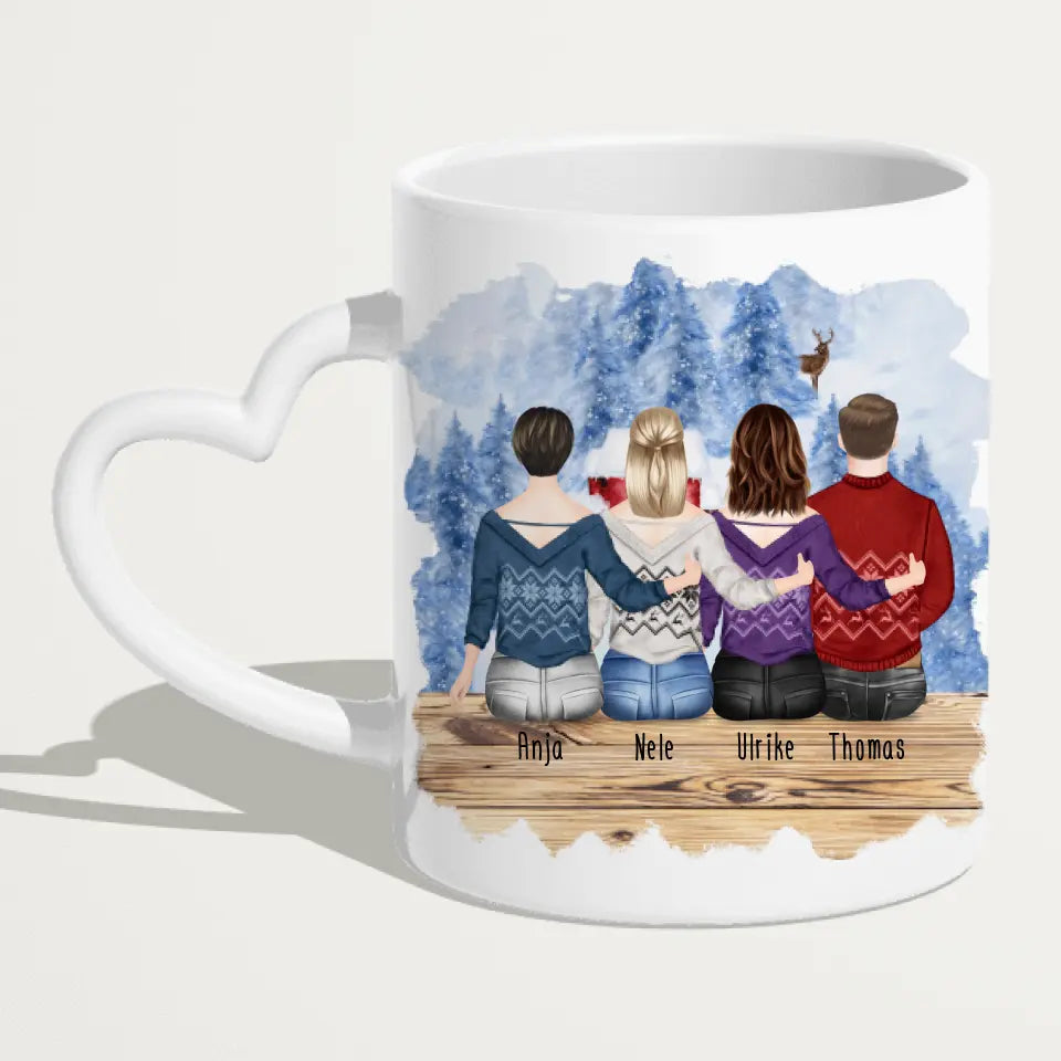 Personalisierte Tasse mit Mutter/Tochter/Sohn (2 Töchter + 1 Sohn) - Weihnachtstasse