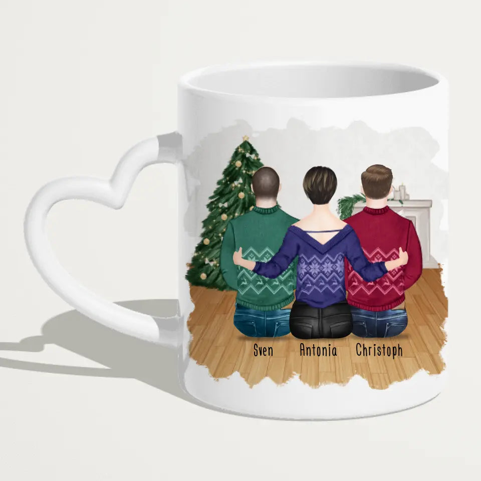 Personalisierte Tasse mit Mutter/Sohn (2 Söhne) - Weihnachtstasse