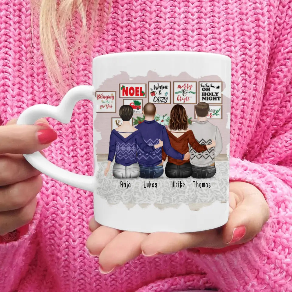 Personalisierte Tasse mit Mutter/Tochter/Sohn (1 Tochter + 2 Söhne) - Weihnachtstasse