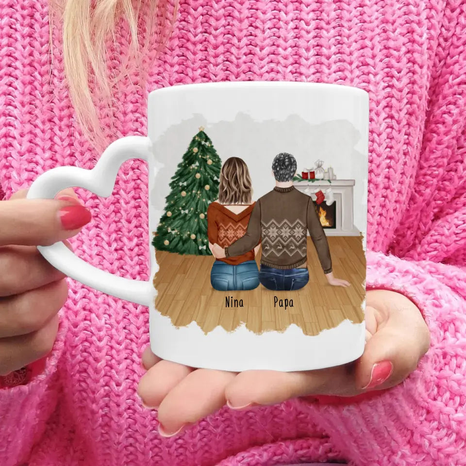 Personalisierte Tasse mit Vater/Tochter (1 Tochter) - Weihnachtstasse