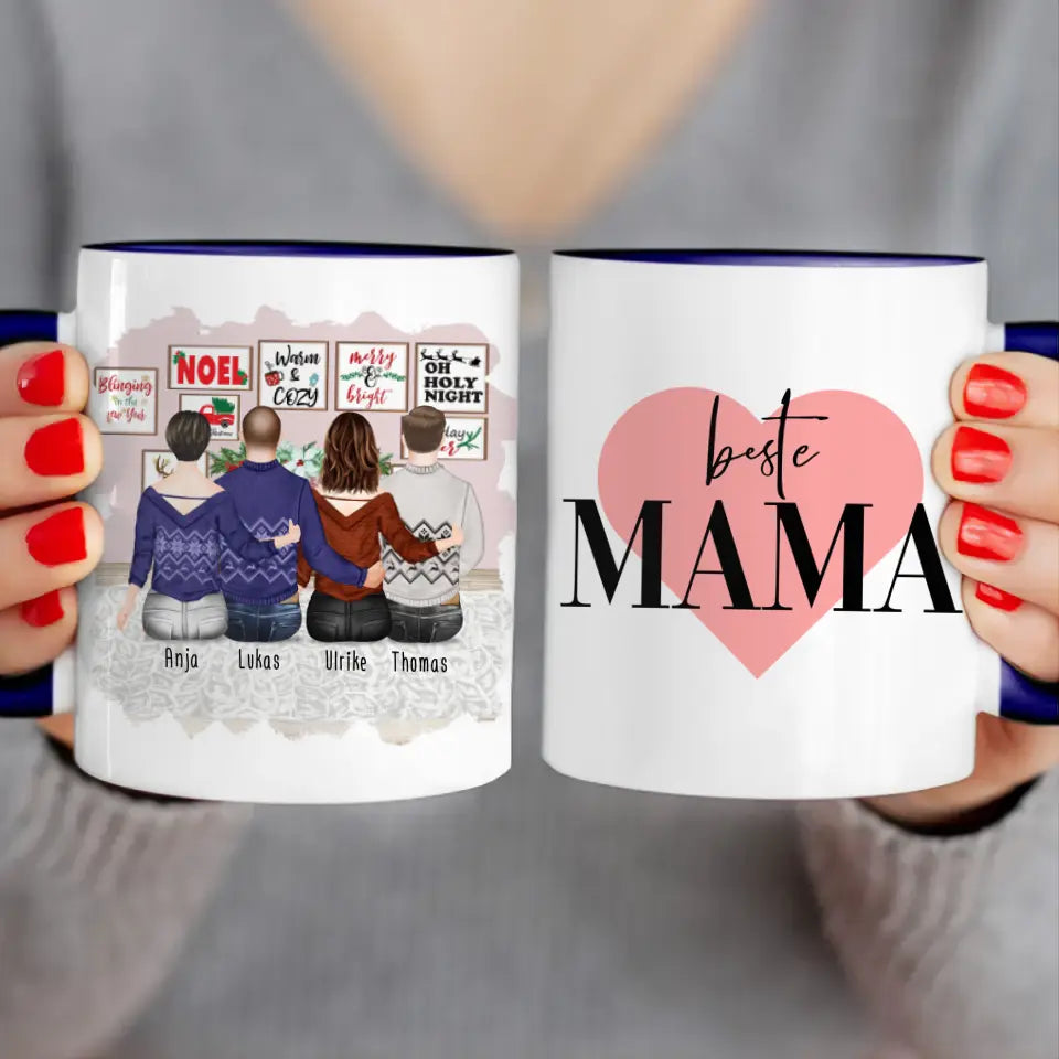 Personalisierte Tasse mit Mutter/Tochter/Sohn (1 Tochter + 2 Söhne) - Weihnachtstasse