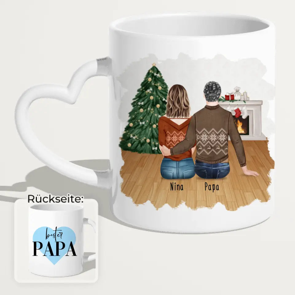 Personalisierte Tasse mit Vater/Tochter (1 Tochter) - Weihnachtstasse